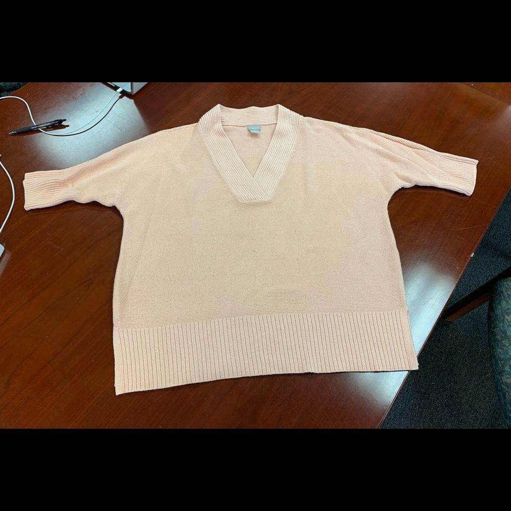 Chico’s Pink V-Neck Bat Wing Sweater sz 2 L/12